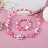 2pcs/Set Clay Beads Necklace Bracelet Jewelry Sets Cute Cartoon Pattern Charm For Children Party Jewelry Kids Birthday Gift Sets