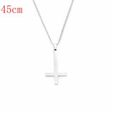 Stainless Steel Inverted Cross Pendant Choker Necklace Charm Couples Jewelry Women's Neck Chain Christmas Gift Lady Necklace