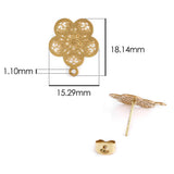 10pcs Stainless Steel Geometric Round Earring Stud Golden hollow Flowers Earrings Base Connectors Linker Diy Making Accessories