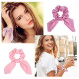 New Chiffon Bowknot Silk Hair Scrunchies Women Pearl Ponytail Holder Hair Ties Hair Rope Rubber Bands Headwear Hair Accessories