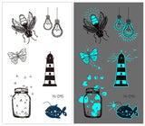 Blue Luminous Tattoo Sticker Women Arm Face Glowing Tattoo Body Art Tattoo Snake Butterfly Electric Syllable Party Tattoo New