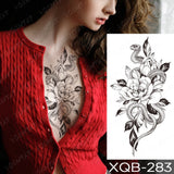 Waterproof Temporary Tattoo Sticker Black Dragon Snake Peony Rose Totem Flash Tatto Women Men Dark Sexy Waist Arm Fake Tattoos