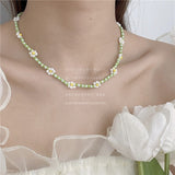 Summer Green Necklace Handmade Beaded Clavicle Chain Choker Light Luxury Design Necklace Accessories