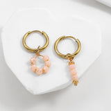 Bohemian Handmade Natural Stone Beads Hoop Earrings for Women Golden Color Stainless Steel Circle Huggie Hoops Jewelry Bijoux