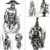 Large Cool Spartan Warrior Temporary Tattoos For Men Boys Ancient Gladiator Fake Waterproof Big Arm Tattoo Stickers Ares Mars