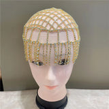 Hollow Rhinestone Mesh Headpiece Wedding Head Chain Jewelry for Women Luxury Crystal Headband Head Cap Hat Hair Accessories