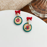 New Trendy Christmas Stud Earrings For Women Santa Claus Snowman Elk Bell Asymmetric Earring Girls Christmas New Year Jewelry