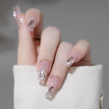 false nails with designs acrylic for nail Imitation Pearl Lace Bowknot press on nails Charming Pre Design fake nails with glue