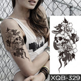 Waterproof Temporary Tattoo Sticker Black Dragon Snake Peony Rose Totem Flash Tatto Women Men Dark Sexy Waist Arm Fake Tattoos