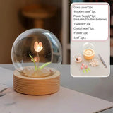 Tulips Fake Flower Mini Night Light Artificial Flowers Fake Plant Glass Bouquet Living Room Bedroom Festive Party Desktop Decor