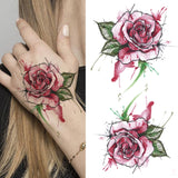 Mtcytea Death Skull Flower Temporary Tattoo For Women Girls Snake Bird Peony Tattoo Sticker Black Fake Blossom Sexy Tatoo Transfer Adult