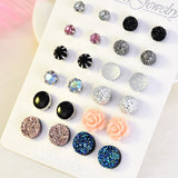 New Fashion Women 9pair/set Flower Pearl Alloy Ear Earring Cute Crystal Wedding Jewelry Gifts For Girl korean fashion