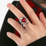 New Fashion Creative Colorful Love Heart Ring for Women's Party Birthday Silver Color Open Ring Lover Girlfriends Jewelry Gift