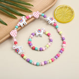 2pcs/Set Clay Beads Necklace Bracelet Jewelry Sets Cute Cartoon Pattern Charm For Children Party Jewelry Kids Birthday Gift Sets