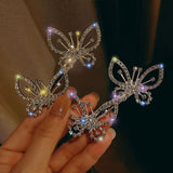 INS Cute Double Butterfly Hair Clips Clamp for Women Girl Rhinestone Hairpins Barrettes Crab Clip Bridal Hair Accessories