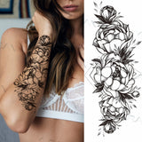 Sexy Black Flower Butterfly Temporary Tattoos For Women Thigh Men Fake Moon Rose Compass Fake Tatoos Forearm Tattoo Stickers