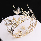 Mamojko Fashion Bride Tiara Rhinestone Lace Dragonfly Butterfly Bridal Wedding Crown For Women Hair Dress Accessories Jewelry