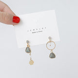 New vintage fantasy resin geometric asymmetrical pearl stud earrings, Korean long tasselled women's earrings new jewelry