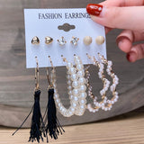 Fashion Gold Hoop Earrings Set Women Pearl Hoop Earrings Oversize Metal Circle Punk Earring Female Fashion Jewelry