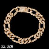 Flatfoosie Hip Hop Iced Out Chunky Cuban Chain Anklets For Women Luxury Rhinestone Link Ankle Bracelet Beach Barefoot Jewelry