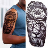 1pc Lion Men Waterproof Tattoos Fake Stickers Arm Cool Black Christ Cross Transfer Washable