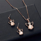 3pcs/set Jewelry Sets Women Elegant Waterdrop Rhinestone Pendant Necklace Hook Earrings Jewelry Set