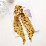 New Fashion Print Bow Scrunchies Hair Ribbon For Women Elastic Hair Band Girls Horsetail Hair Ties Hair Accessories