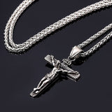 Mtcytea   Paragraph Fashion Necklace Cross Pendant Necklace Jesus Men's Stainless Steel Chains Christian Jewelry Gifts