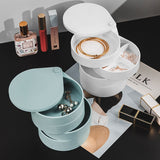 Creative 4 Layers Rotatable Jewelry Storage Boxs Makeup Container Case Earring Necklace Simple Girl Plate Jewelry Organizer