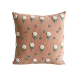 Nordic Style Flower Loop Tufted Cushion Cover Pink Plant Embroidered Decorative Pillows for Sofa Home Bedside Pillowcase