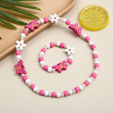 2pcs/Set Clay Beads Necklace Bracelet Jewelry Sets Cute Cartoon Pattern Charm For Children Party Jewelry Kids Birthday Gift Sets