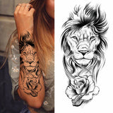 1pc Animal Lion Women Waterproof Temporary Tattoos Fake Stickers Arm Sun Art Black Cross Jesus 3D Praying Fashion Decoration