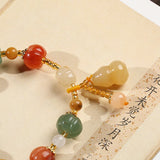 Ruifan New Natural Gold Jade Pumpkin Beads Beaded Bracelets for Women Lady Gourd Pendant Bracelet female Fine Jewelry YBR595