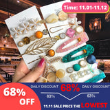 Pearl Crystal Acrylic Hair Clips Set for Women Retro Geometric Barrettes Hairpin Girl Hair Accessories Fashion Jewelry