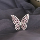 Korea Hot Selling Fashion Jewelry Exquisite Copper Inlaid Zircon Black Smart Butterfly Open Ring Female Prom Ring