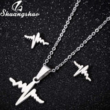 Shuangshuo Stainless Steel Butterfly Animal Jewelry Sets for Women Jewelry Mini Butterfly Necklace Earrings Cute collier Femme