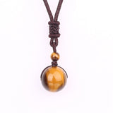 High Quality Lucky Love Jewelry Obsidian Tiger Eye Stone Beads Ball Transfer Pendant Necklace For Women Men