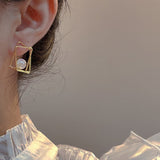 Hollow Out Geometric Earrings With Single Bubble Pearl Elements Creative New Fashion Jewelry Wholesale