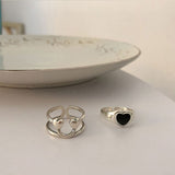 XIYANIKE Silver Color  Korea Heart-Shaped Love Peach Dollar Smiley Ring Female Hot Index Finger Tail Ring Fashion Trend