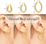 New Fashion Rope Woven Twist Metal Hoop Earrings for Woman Gold Color Large Round Circle Chunky Earring Femme  rend