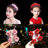 4Pcs Bridal Crystal Pearl Flower Hair Clip Hair Jewelry Wedding Hair Accessories Kids Girls Gypsophila Flower Hairpin Party