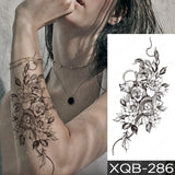 Waterproof Temporary Tattoo Sticker Black Dragon Snake Peony Rose Totem Flash Tatto Women Men Dark Sexy Waist Arm Fake Tattoos