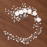 Silver Color Pearl Crystal Wedding Hair Combs Hair Accessories for Bridal Flower Headpiece Women Bride Hair ornaments Jewelry