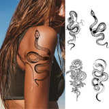 Summer Snake Flower Temporary Tattoos Sticker Waterproof Cool Dark Style Unisex Water Transfer Fake Tattoo Women Accessory