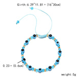 Mtcytea Turkish Eye Bracelet Sets White Blue Evil Eyes Lucky Couple Bracelets for Women Colorful Crystal  Bead Rope Chain Charm Jewelry