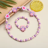 2pcs/Set Clay Beads Necklace Bracelet Jewelry Sets Cute Cartoon Pattern Charm For Children Party Jewelry Kids Birthday Gift Sets