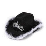 Feather Cowgirls Hat Pink Western  Silver Sequin Crown Party Prom Accessories  Cosplay Party Play Halloween Costumes Dropping