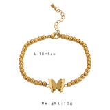 Mtcytea Stainless Steel New Fashion Upscale Jewelry Beaded 2 layers Frosted Butterfly Charm Thick Chain Bracelets Bangles For Women