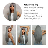 Cosplay Silver Gray Wig for Women Natural Long Silk Straight Hair Wigs With Bangs For Women Girl Heat Resistant Fiber