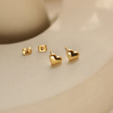 SmallCuteHeart Stainless Steel Stud Earrings For Women antiallergic golden Jewelry Accessories Girl Gift